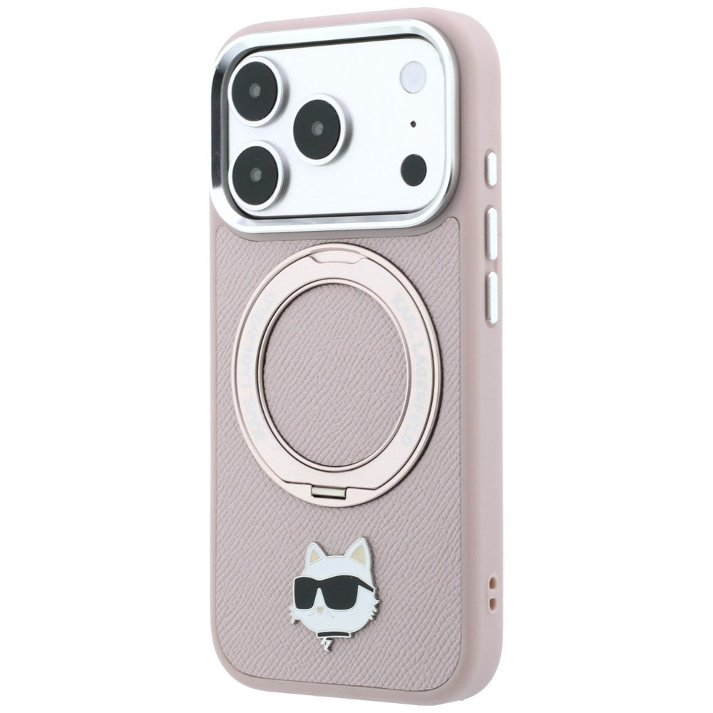 MagSafe-kuori Apple iPhone 18 Pro Max / 17 Pro Max -puhelimelle, Karl Lagerfeld, Ring Stand 360 Choupette Pin, vaaleanpunainen