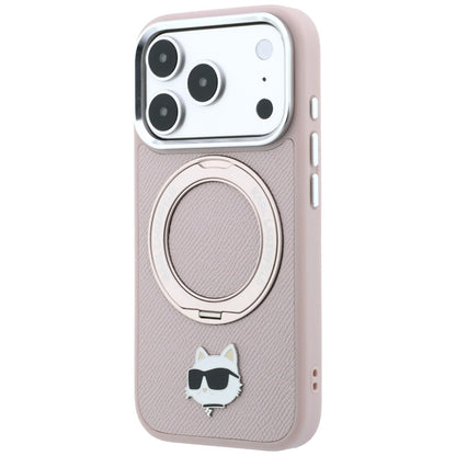 MagSafe-kuori Apple iPhone 18 Pro Max / 17 Pro Max -puhelimelle, Karl Lagerfeld, Ring Stand 360 Choupette Pin, vaaleanpunainen