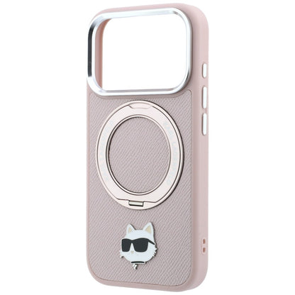 MagSafe-kuori Apple iPhone 18 Pro Max / 17 Pro Max -puhelimelle, Karl Lagerfeld, Ring Stand 360 Choupette Pin, vaaleanpunainen