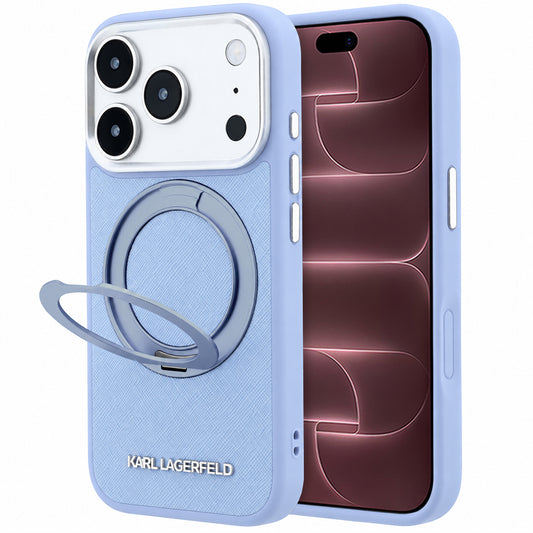 MagSafe-kuori Apple iPhone 18 Pro Max / 17 Pro Max, Karl Lagerfeld, Ring Stand 360 Saffiano, Bleu