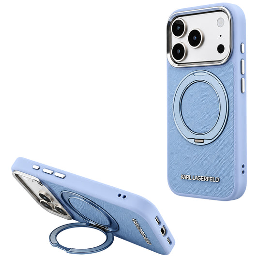 MagSafe-kuori Apple iPhone 18 Pro Max / 17 Pro Max, Karl Lagerfeld, Ring Stand 360 Saffiano, Bleu