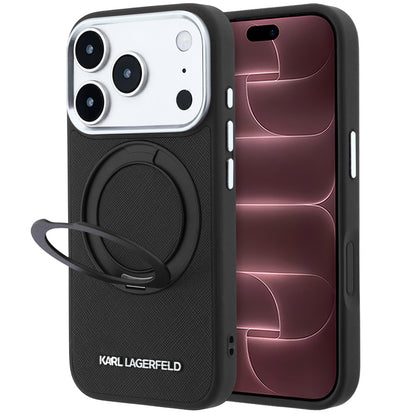 MagSafe-kuori Apple iPhone 18 Pro Max / 17 Pro Max, Karl Lagerfeld, Ring Stand 360 Saffiano, Musta