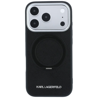 MagSafe-kuori Apple iPhone 18 Pro Max / 17 Pro Max, Karl Lagerfeld, Ring Stand 360 Saffiano, Musta