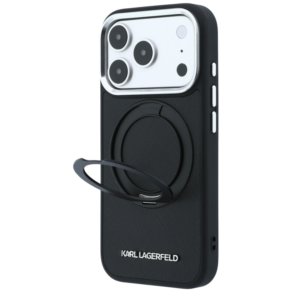 MagSafe-kuori Apple iPhone 18 Pro Max / 17 Pro Max, Karl Lagerfeld, Ring Stand 360 Saffiano, Musta