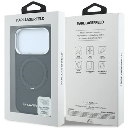 MagSafe-kuori Apple iPhone 18 Pro Max / 17 Pro Max, Karl Lagerfeld, Ring Stand 360 Saffiano, Musta