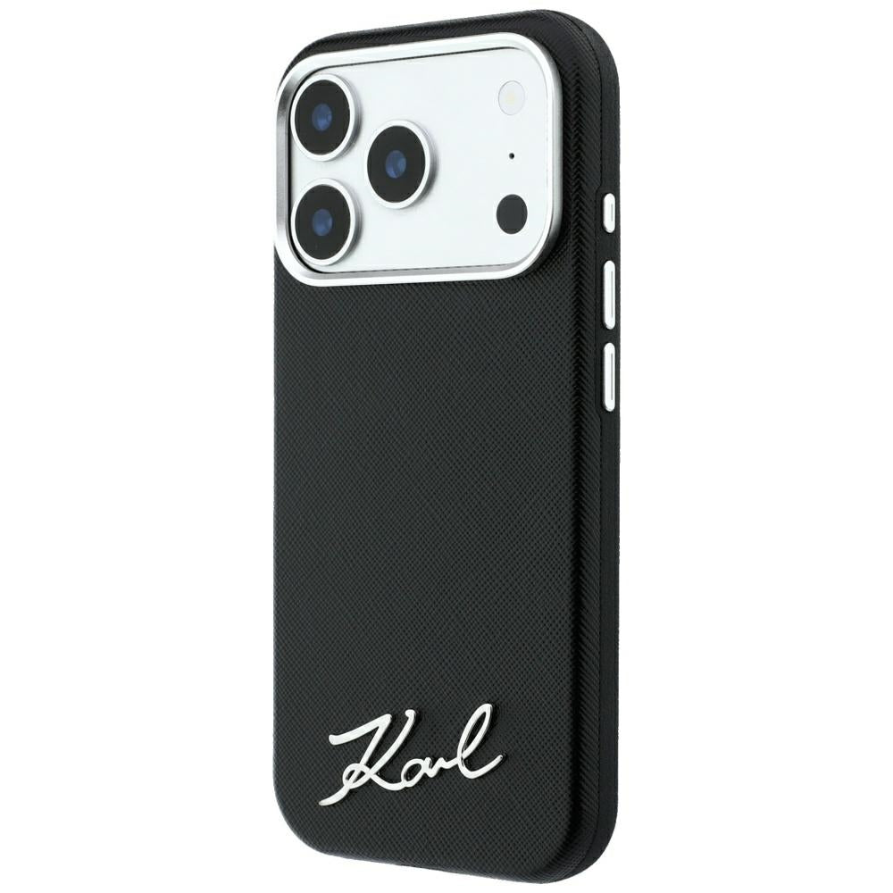 MagSafe-kuori Apple iPhone 18 Pro Max / 17 Pro Max, Karl Lagerfeld, Saffiano Small Script Metal Logo, Musta