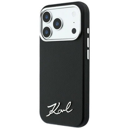 MagSafe-kuori Apple iPhone 18 Pro Max / 17 Pro Max, Karl Lagerfeld, Saffiano Small Script Metal Logo, Musta