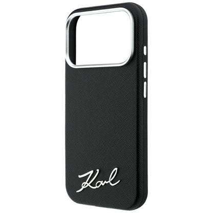 MagSafe-kuori Apple iPhone 18 Pro Max / 17 Pro Max, Karl Lagerfeld, Saffiano Small Script Metal Logo, Musta