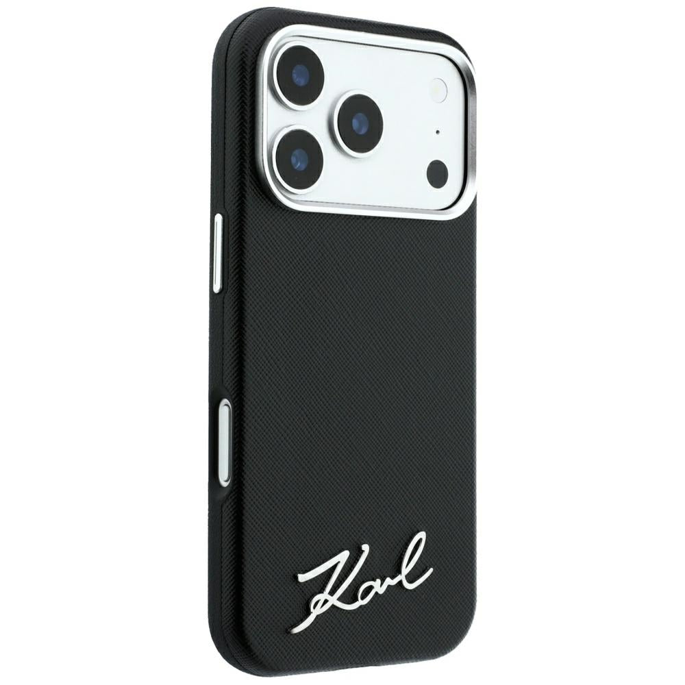 MagSafe-kuori Apple iPhone 18 Pro Max / 17 Pro Max, Karl Lagerfeld, Saffiano Small Script Metal Logo, Musta