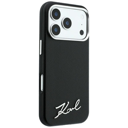 MagSafe-kuori Apple iPhone 18 Pro Max / 17 Pro Max, Karl Lagerfeld, Saffiano Small Script Metal Logo, Musta