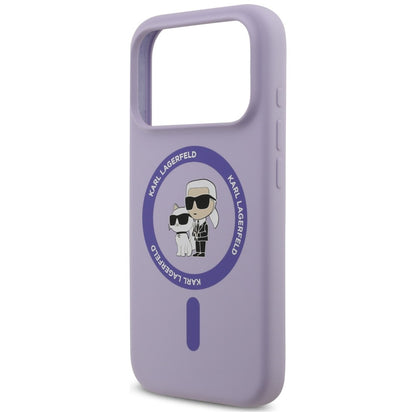 MagSafe-kuori Apple iPhone 18 Pro Max / 17 Pro Max -puhelimelle, Karl Lagerfeld, Silicone Ring Karl & Choupette, violetti