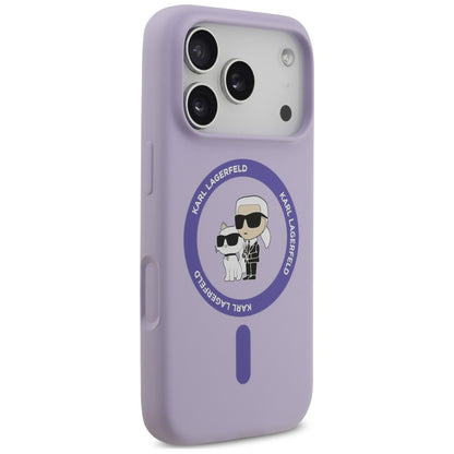 MagSafe-kuori Apple iPhone 18 Pro Max / 17 Pro Max -puhelimelle, Karl Lagerfeld, Silicone Ring Karl & Choupette, violetti