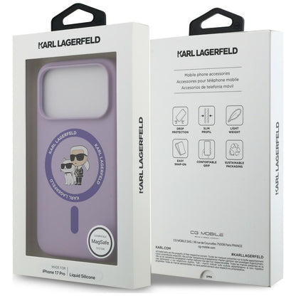MagSafe-kuori Apple iPhone 18 Pro Max / 17 Pro Max -puhelimelle, Karl Lagerfeld, Silicone Ring Karl & Choupette, violetti