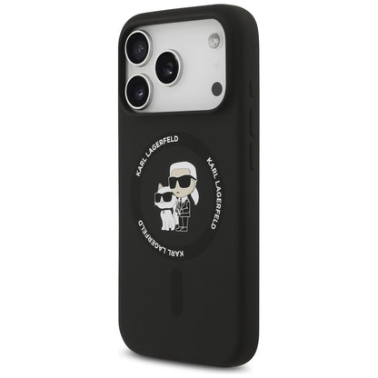 MagSafe-kuori Apple iPhone 18 Pro Max / 17 Pro Max -puhelimelle, Karl Lagerfeld, Silicone Ring Karl & Choupette, musta