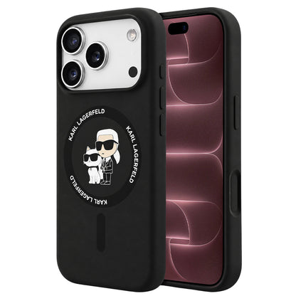 MagSafe-kuori Apple iPhone 18 Pro Max / 17 Pro Max -puhelimelle, Karl Lagerfeld, Silicone Ring Karl & Choupette, musta