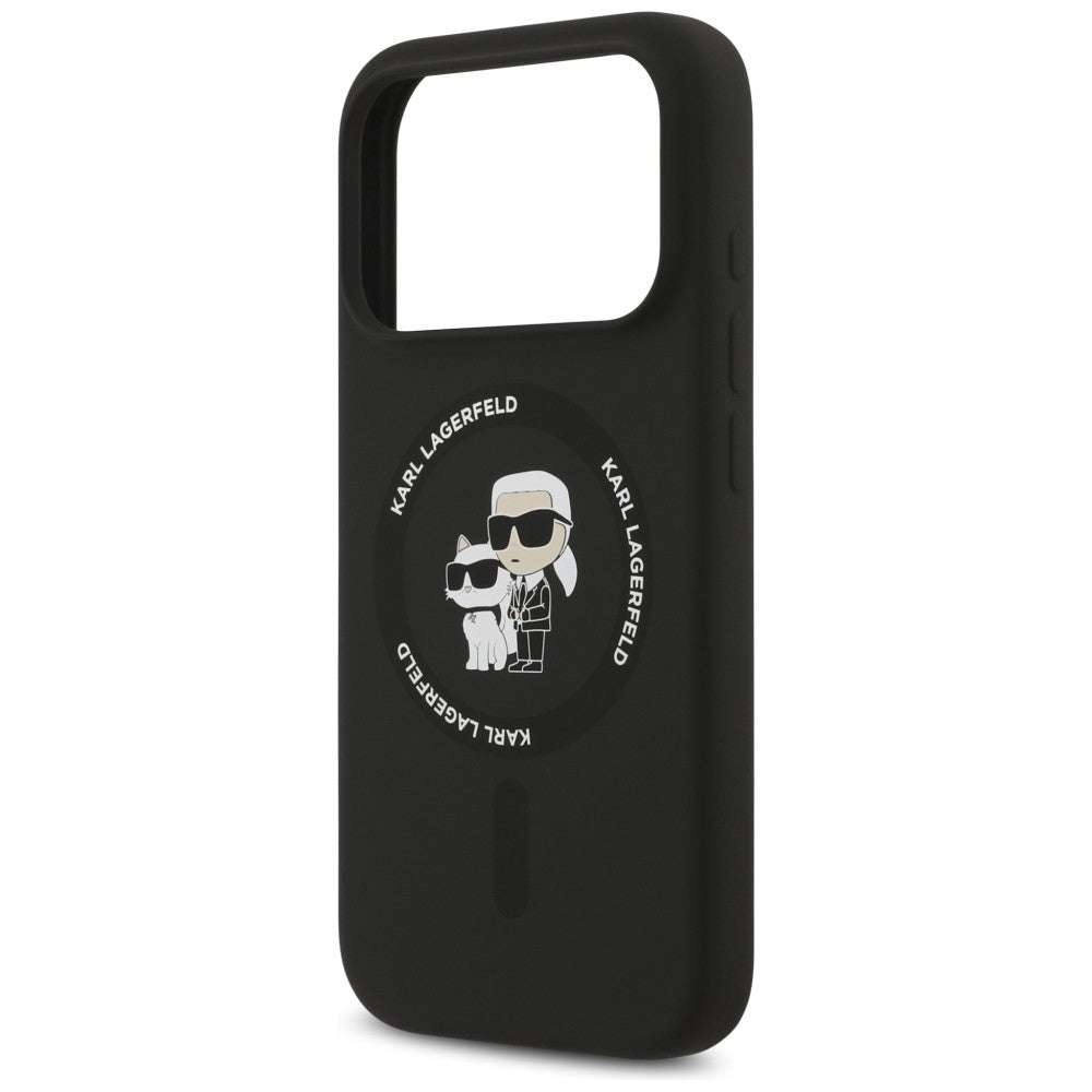 MagSafe-kuori Apple iPhone 18 Pro Max / 17 Pro Max -puhelimelle, Karl Lagerfeld, Silicone Ring Karl & Choupette, musta