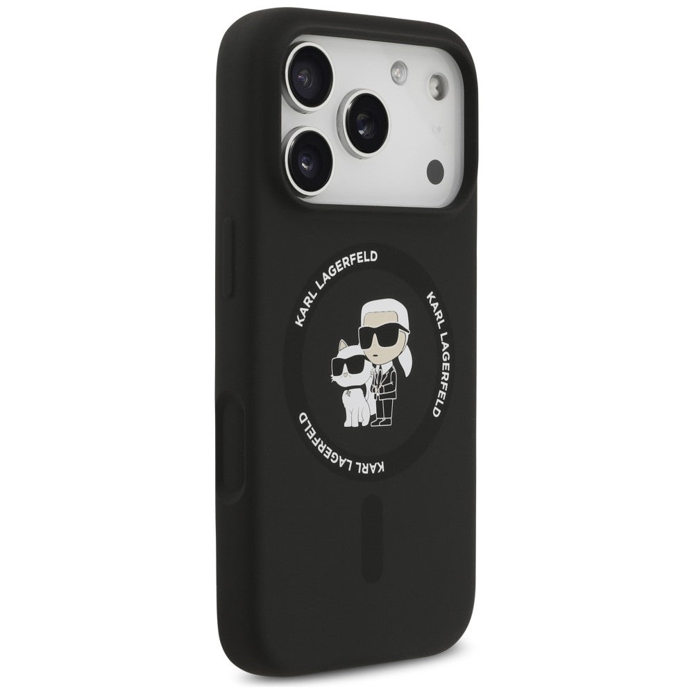 MagSafe-kuori Apple iPhone 18 Pro Max / 17 Pro Max -puhelimelle, Karl Lagerfeld, Silicone Ring Karl & Choupette, musta