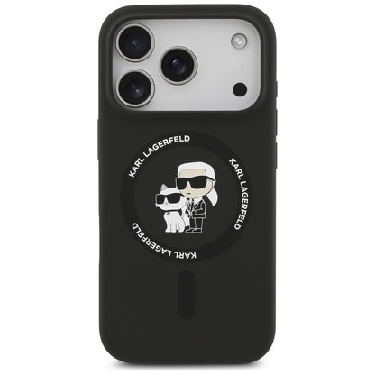 MagSafe-kuori Apple iPhone 18 Pro Max / 17 Pro Max -puhelimelle, Karl Lagerfeld, Silicone Ring Karl & Choupette, musta