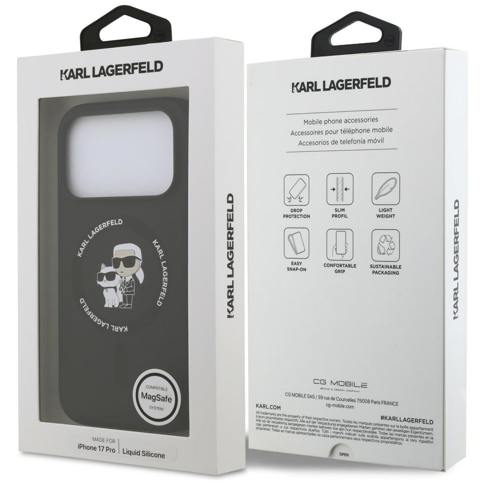 MagSafe-kuori Apple iPhone 18 Pro Max / 17 Pro Max -puhelimelle, Karl Lagerfeld, Silicone Ring Karl & Choupette, musta