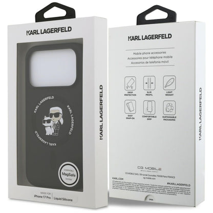 MagSafe-kuori Apple iPhone 18 Pro Max / 17 Pro Max -puhelimelle, Karl Lagerfeld, Silicone Ring Karl & Choupette, musta