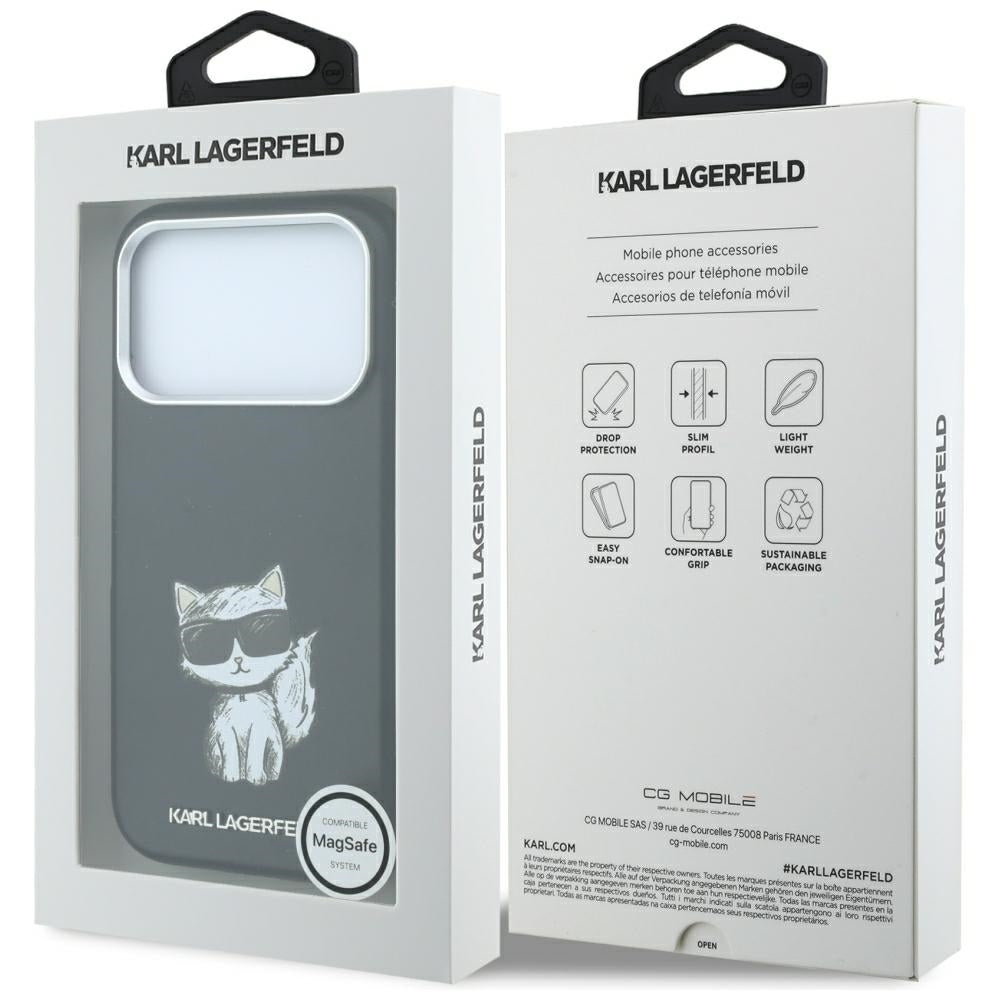 MagSafe Case for Apple iPhone 18 Pro Max / 17 Pro Max, Karl Lagerfeld, Smooth Choupette Sketch, Black