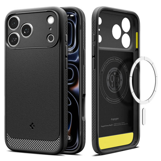 MagSafe-kuori Apple iPhone 18 Pro Max / 17 Pro Max, Spigen, Rugged Armor, Matta Musta ACS12109