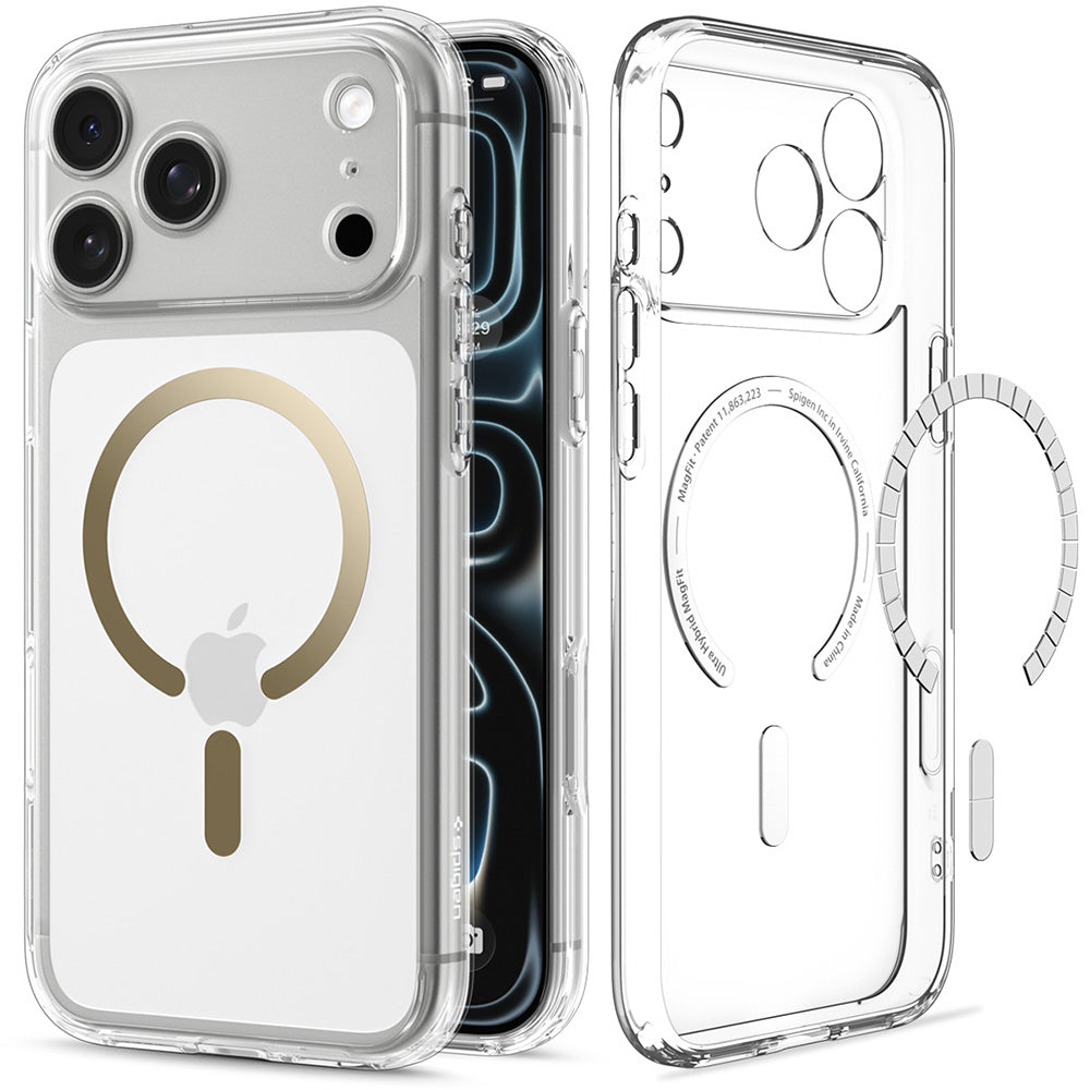 MagSafe-kuori Apple iPhone 18 Pro Max / 17 Pro Max, Spigen, Ultra Hybrid, Kultainen Läpinäkyvä ACS12120