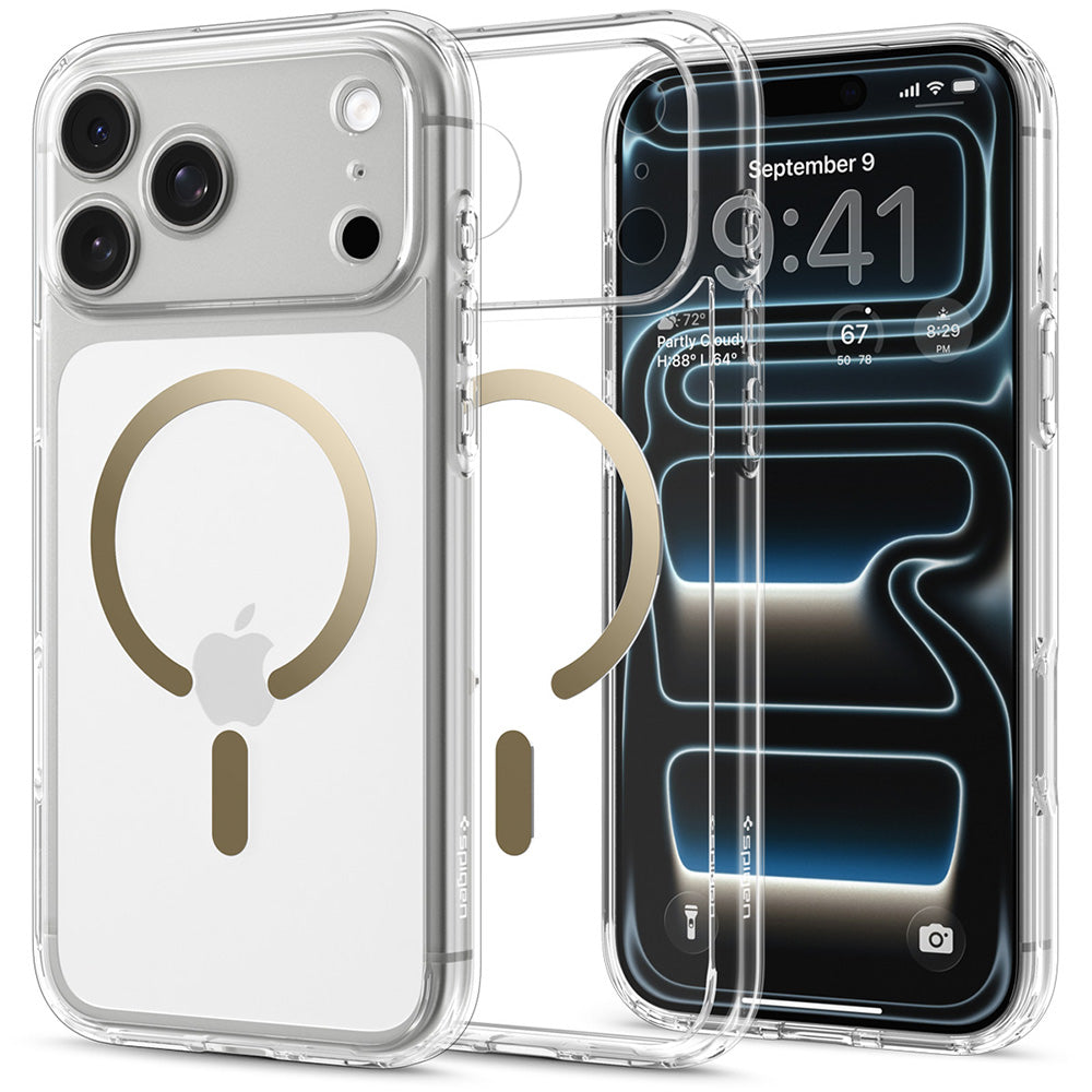 MagSafe-kuori Apple iPhone 18 Pro Max / 17 Pro Max, Spigen, Ultra Hybrid, Kultainen Läpinäkyvä ACS12120