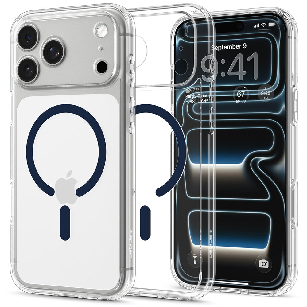 MagSafe-kuori Apple iPhone 18 Pro Max / 17 Pro Max, Spigen, Ultra Hybrid, Läpinäkyvä Laivastonsininen ACS12121