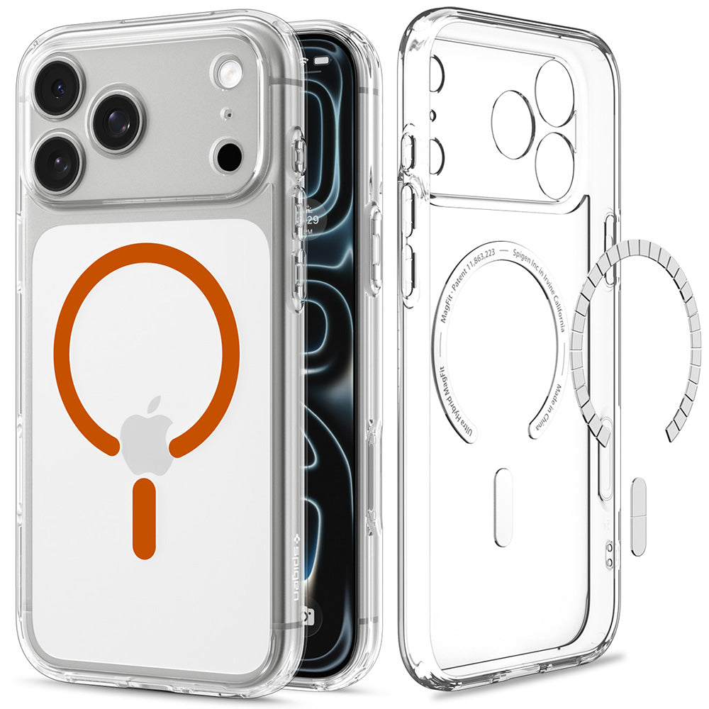 MagSafe-kuori Apple iPhone 18 Pro Max / 17 Pro Max, Spigen, Ultra Hybrid, Oranssi Läpinäkyvä ACS12122