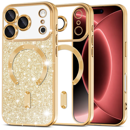 MagSafe-kuori Apple iPhone 18 Pro Max / 17 Pro Max, Techsuit, Luxury Glitter, Kultainen