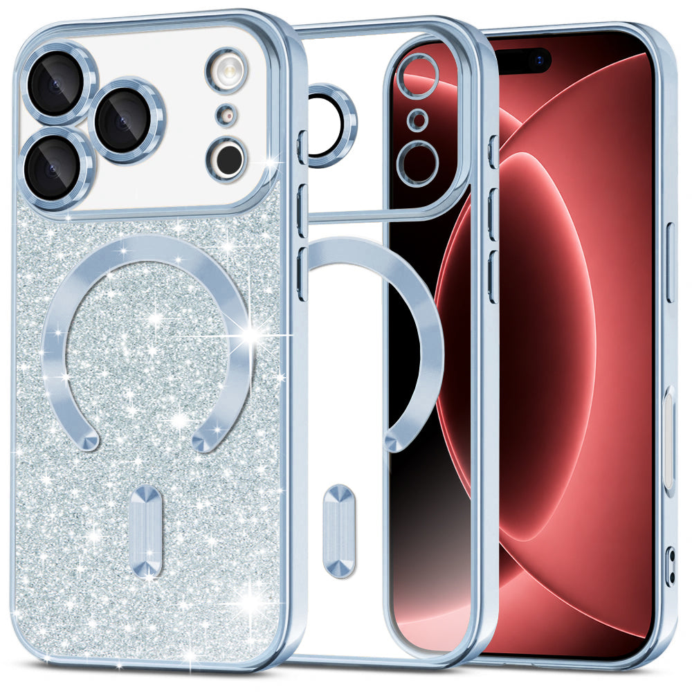 MagSafe-kuori Apple iPhone 18 Pro Max / 17 Pro Max, Techsuit, Luxury Glitter, Bleu