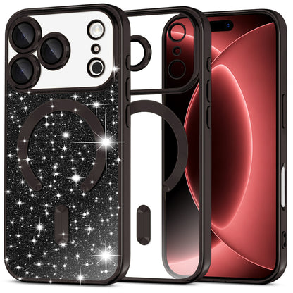 MagSafe-kuori Apple iPhone 18 Pro Max / 17 Pro Max, Techsuit, Luxury Glitter, Musta