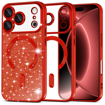 MagSafe-kuori Apple iPhone 18 Pro Max / 17 Pro Max, Techsuit, Luxury Glitter, Punainen