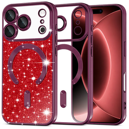 MagSafe-kuori Apple iPhone 18 Pro Max / 17 Pro Max, Techsuit, Luxury Glitter, Tummanpunainen