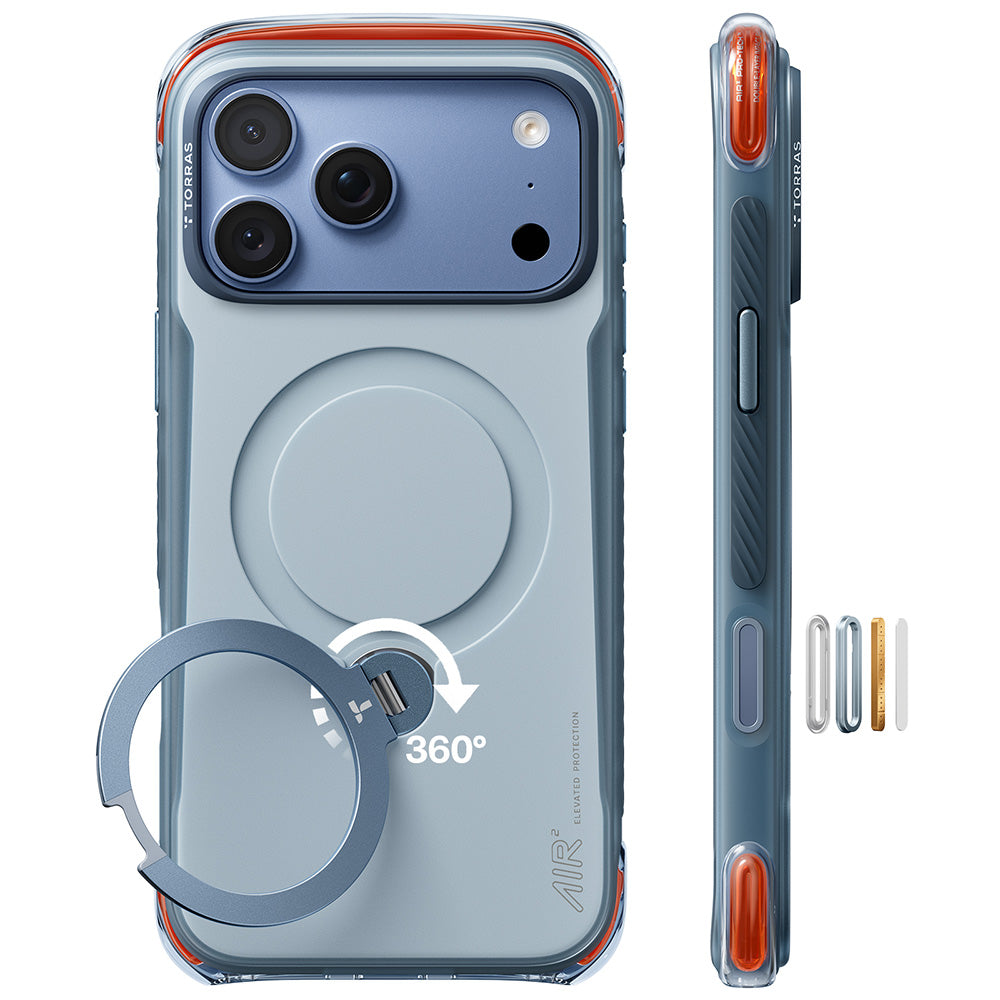 MagSafe Case for Apple iPhone 18 Pro Max / 17 Pro Max, Torras, Ostand Q3 Air Pro, Blue