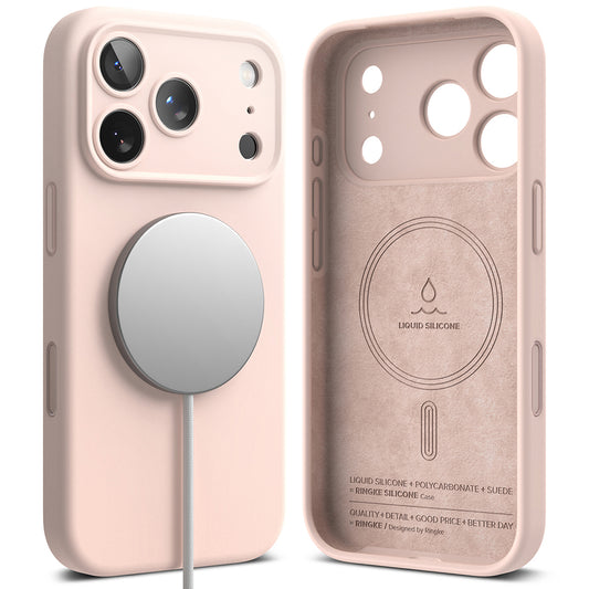 MagSafe-kuori Apple iPhone 18 Pro Maxille, Ringke, Silikoni, Vaaleanpunainen