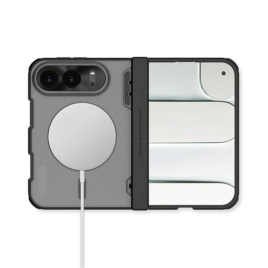 MagSafe-kuori Apple iPhone Duo -puhelimelle, Nillkin Super Frosted Shield, musta läpikuultava satiinipinta