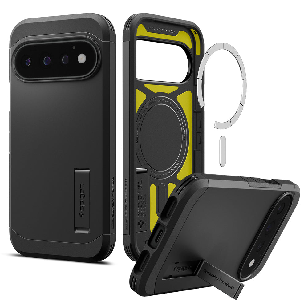 MagSafe-kuori Google Pixel 11 Pro:lle, Spigen, Tough Armor, Musta ACS11433