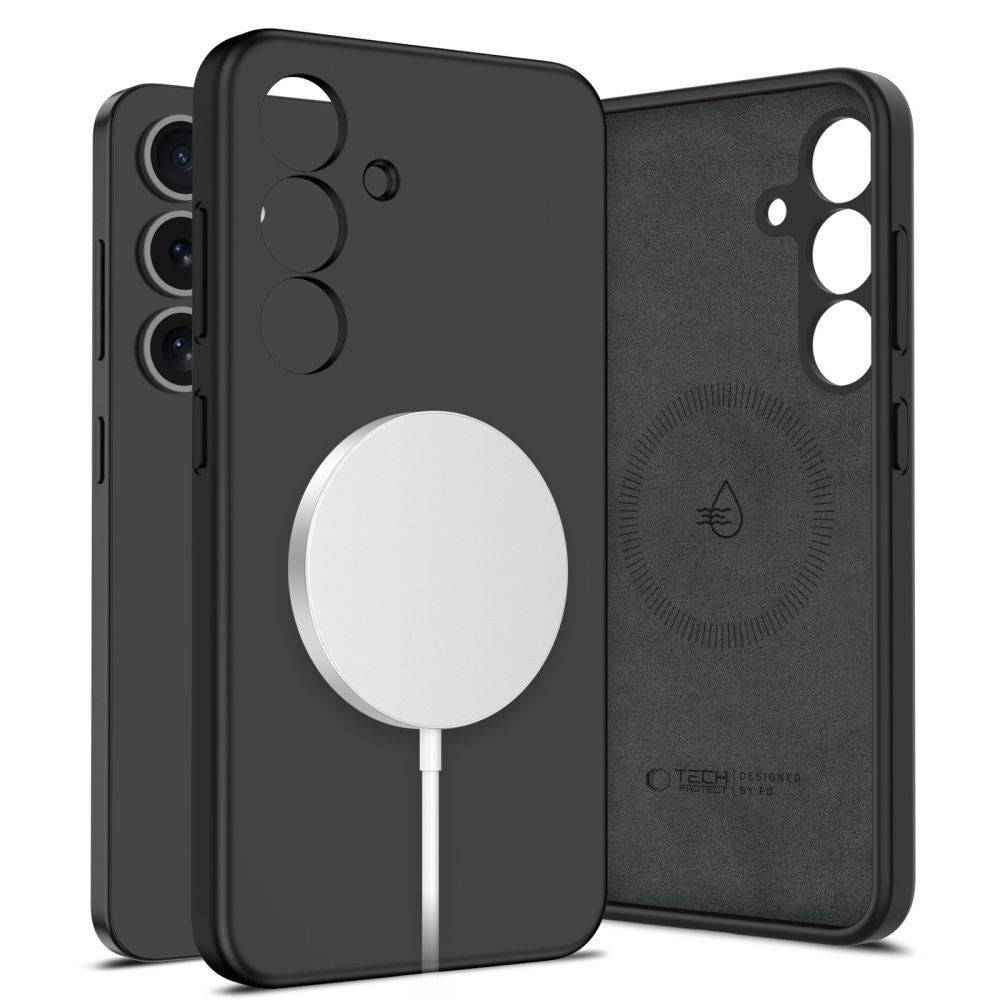 MagSafe-kotelo Samsung Galaxy S25 S931:lle, Tech-Protect, nestemäinen silikoni, musta