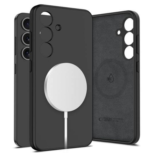 MagSafe-kotelo Samsung Galaxy S25 S931:lle, Tech-Protect, nestemäinen silikoni, musta