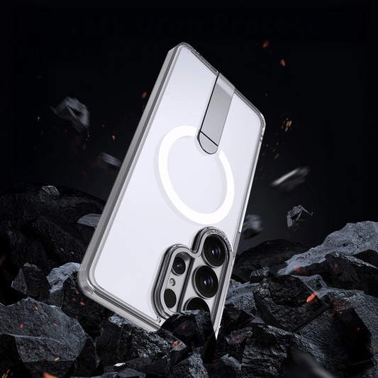 MagSafe-kuori Samsung Galaxy S26 S942:lle, Hybrid Armor, X jalustalla, läpinäkyvä