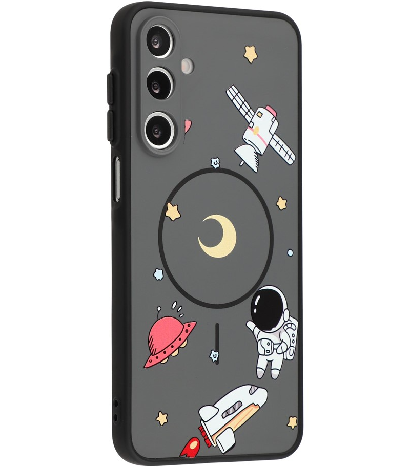 MagSafe-kuori Samsung Galaxy A16 5G A166 / A16 4G A165:lle, OEM, Sarjakuvamainen Astronautti, Musta