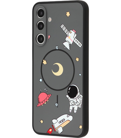 MagSafe-kuori Samsung Galaxy A16 5G A166 / A16 4G A165:lle, OEM, Sarjakuvamainen Astronautti, Musta