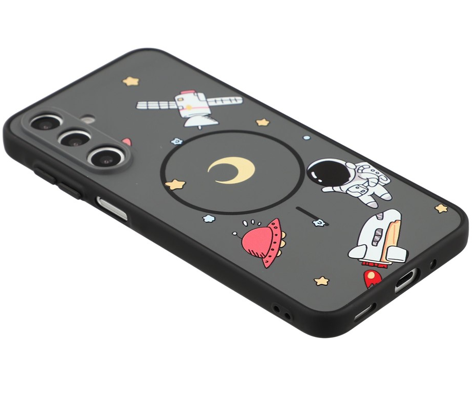 MagSafe-kuori Samsung Galaxy A16 5G A166 / A16 4G A165:lle, OEM, Sarjakuvamainen Astronautti, Musta