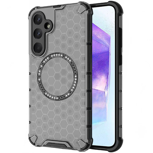 MagSafe-kuori Samsung Galaxy A55 5G A556:lle, Techsuit, HoneyComb Shield, Musta