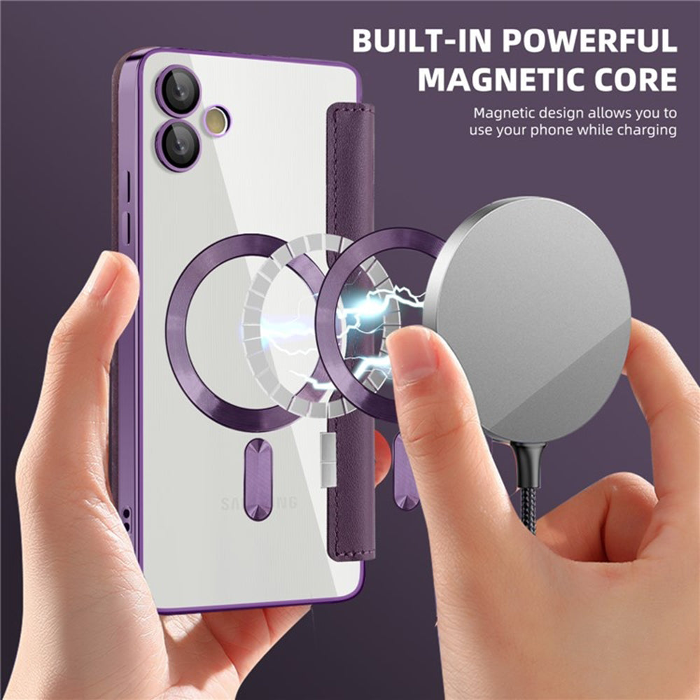 MagSafe-kuori Samsung Galaxy A05 A055:lle, Techsuit, SmartMag Book, Violetti