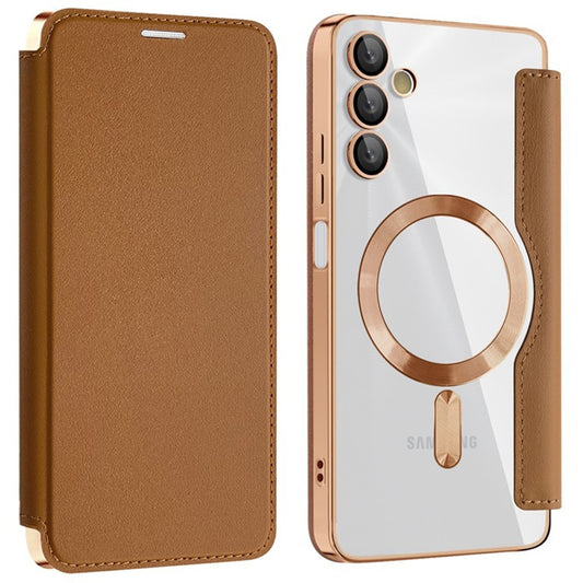 MagSafe-kuori Samsung Galaxy A05s A057:lle, Techsuit, SmartMag Book, Ruskea