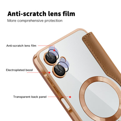 MagSafe-kuori Samsung Galaxy A06 A065:lle, Techsuit, SmartMag Book, Ruskea