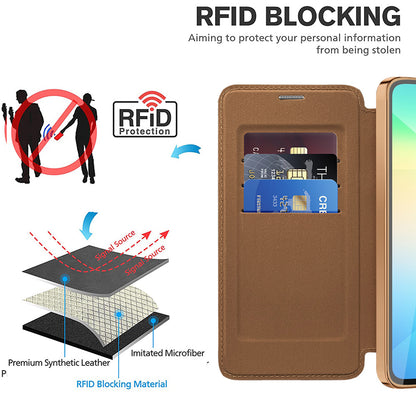 MagSafe-kuori Samsung Galaxy A06 A065:lle, Techsuit, SmartMag Book, Ruskea